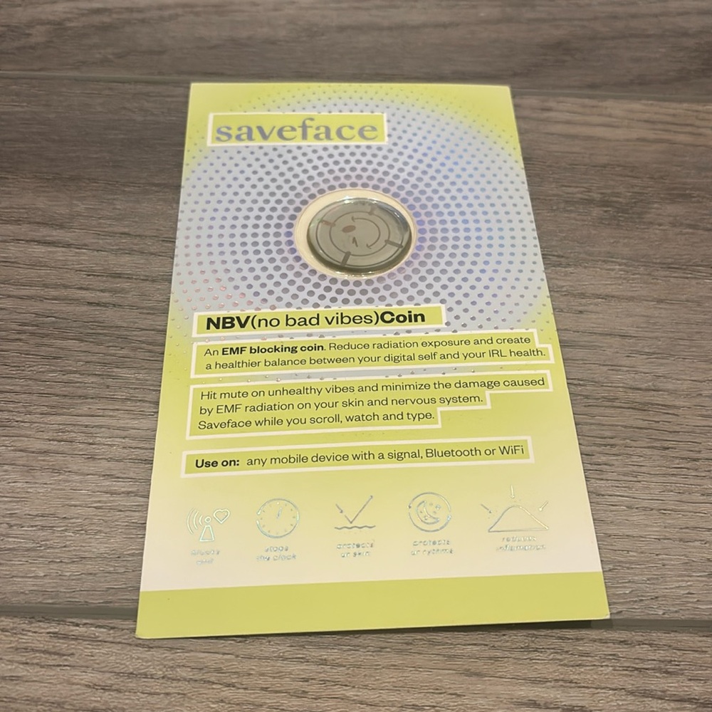 NIB Saveface NBV (no bad vibes) Coin - Anti-Radiation Decal